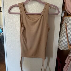 Tan Sleeveless Ribbed Top